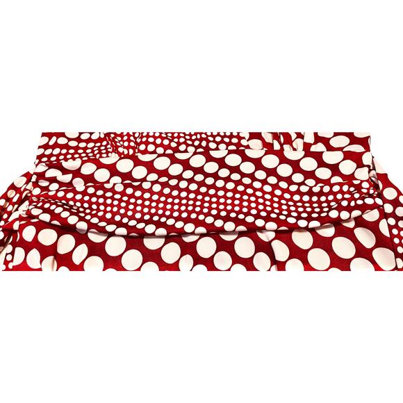 ROULETTE ELASTIC WAIST MIDI DRESS, WOMENS M, CRANBERRY & WHITE POLKA DOTS - Picture 3 of 12